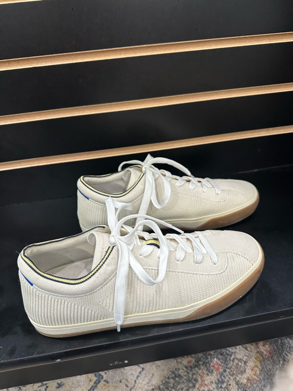 Rothy's Lace Up Cream Knit Low-Top Sneakers W SZ 10 Men’s SZ 8.5